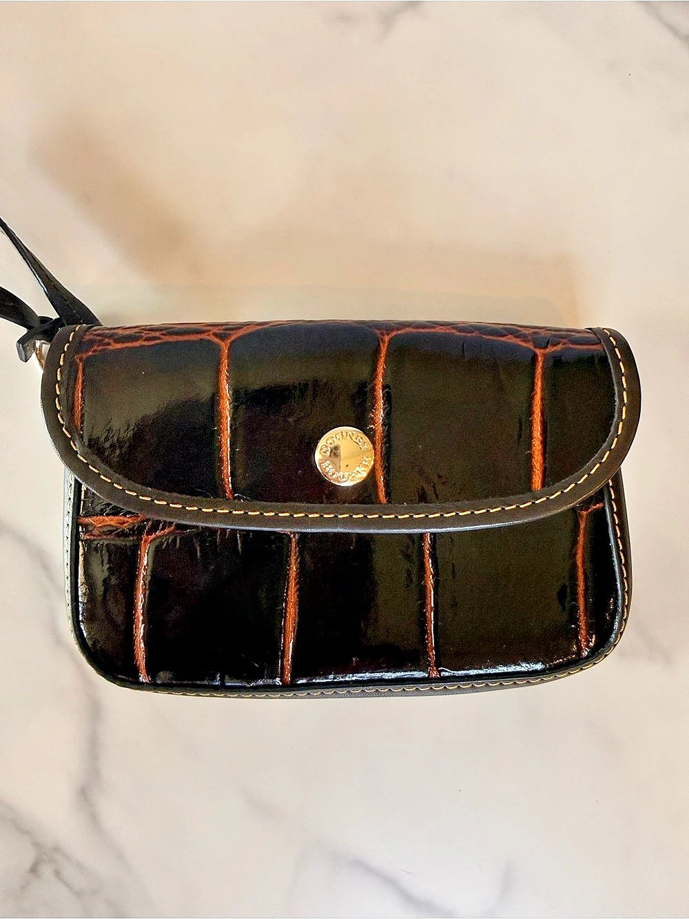 Dooney & Bourke Patent Crossbody Bag in Black & Brown